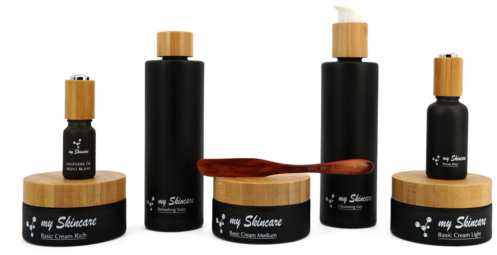 Alle my Skincare Produkte: Cremes, Treatments, Elixir, Reinigung und Holzspatel