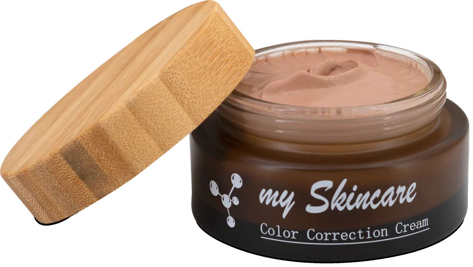 Color Correction Cream, geöffneter Tiegel mit Holzdeckel